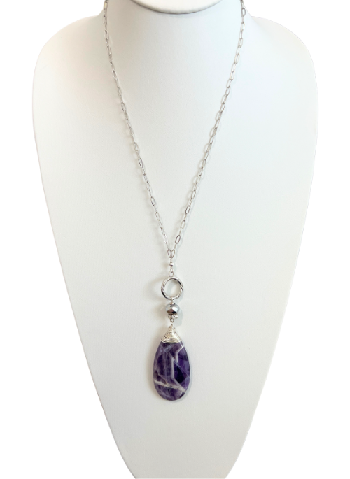 2 Way Amethyst Silver Necklace