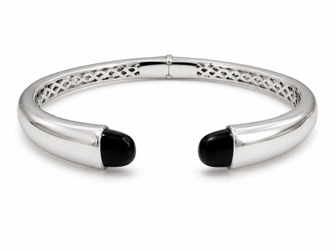 Elle Hinged Onyx Sterling Silver Bracelet
