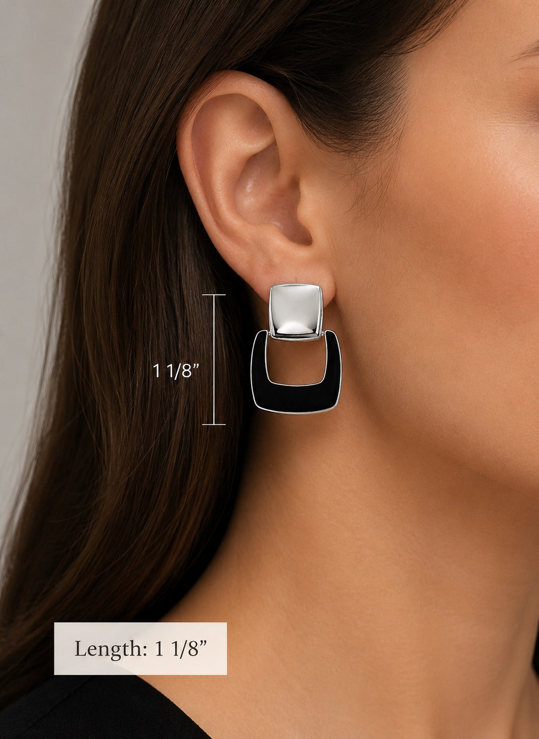ELLE Reversible Sterling Silver Earrings Black or Pink