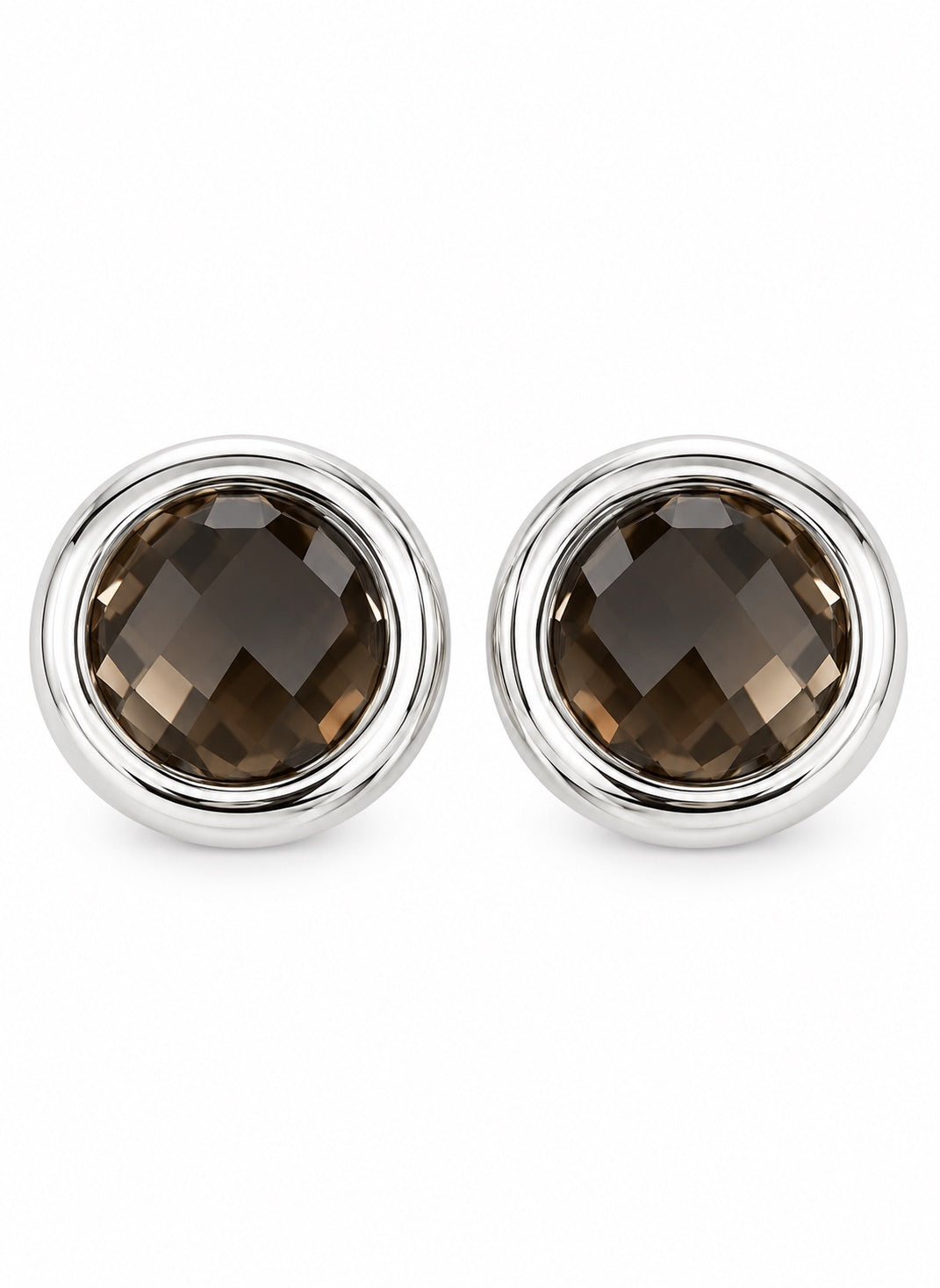 ELLE Sterling Silver Smokey Quartz Clip Earring