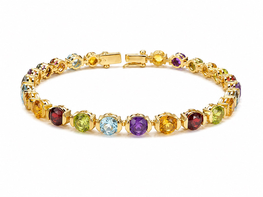 Morgan & Paige Gemstone Tennis Bracelet 18K Gold Plated over Sterling Silver