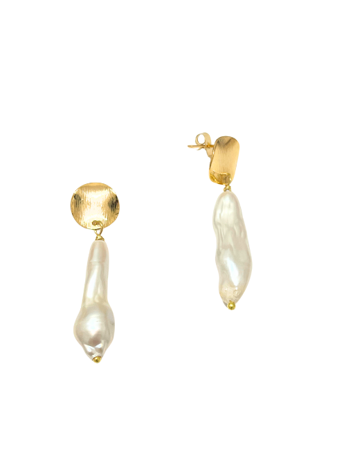 Jeanna Baroque Pearl Earrings Gold