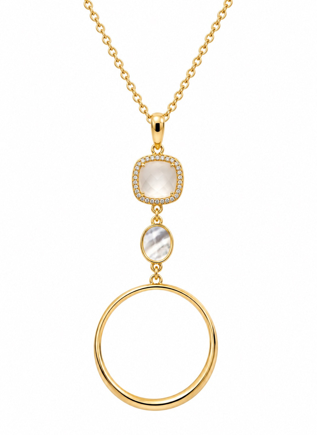 Christy Jean 3 pc Set Mother of Pearl & Quartz Necklace, Bracelet and Earrings
