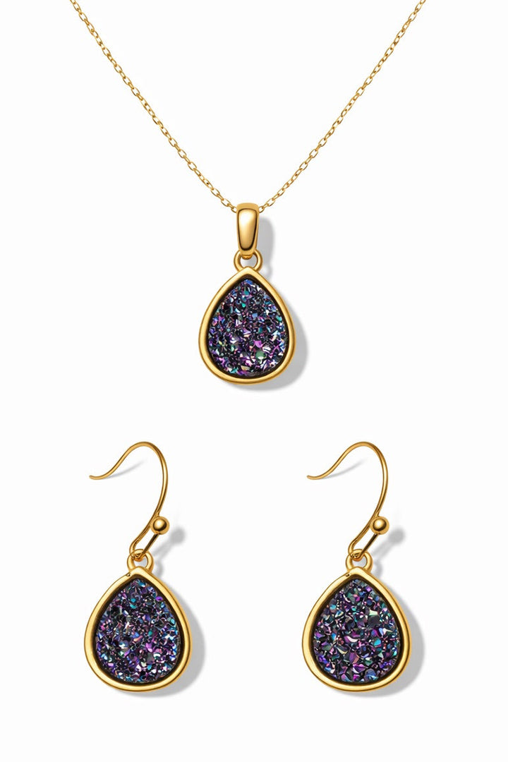 Emma Teardrop Pendant and Earrings Gold