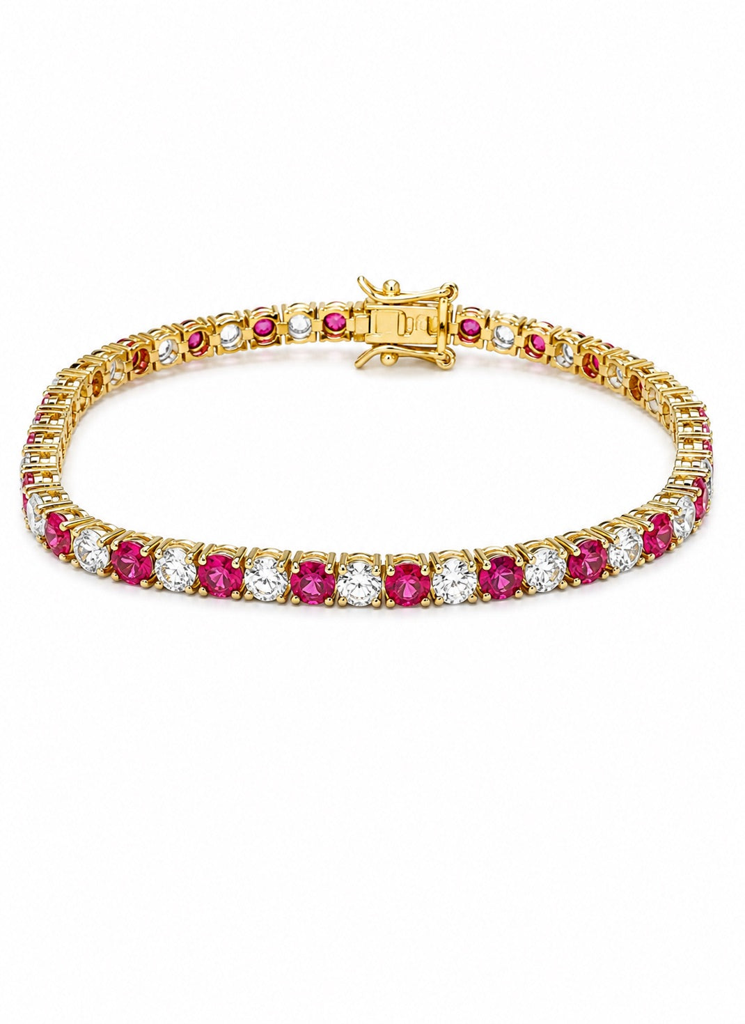 Morgan & Paige Lab Created Ruby & White Sapphire Tennis Bracelet 18K Gold Plated