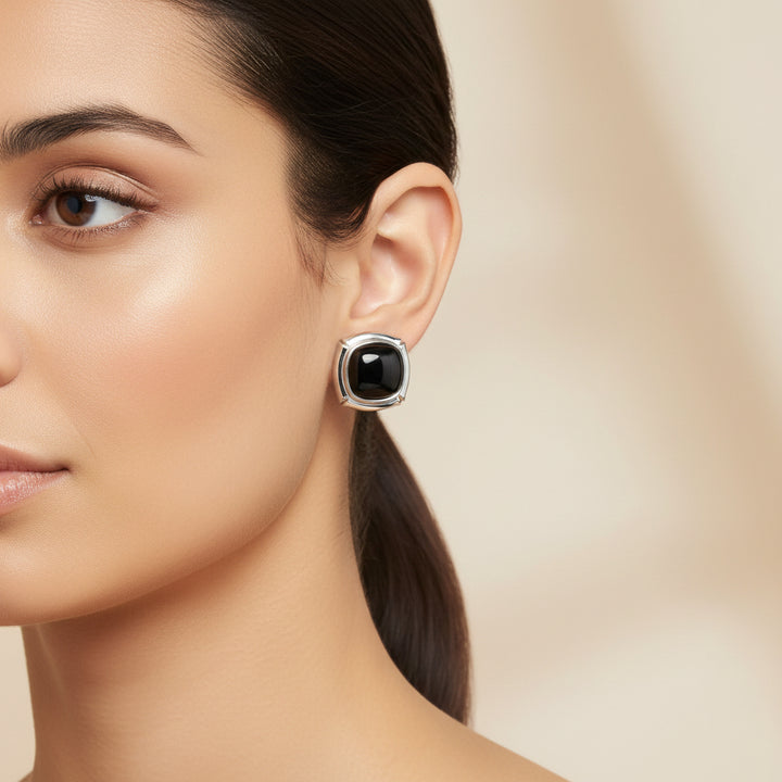 ELLE Sterling Silver Earrings Black Onyx Earrings