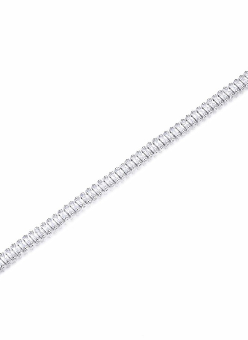 Rectangle CZ Tennis Bracelet Silver 6mm