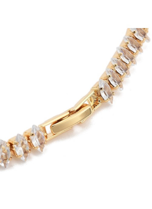 Marquise CZ Tennis Bracelet Gold 7mm