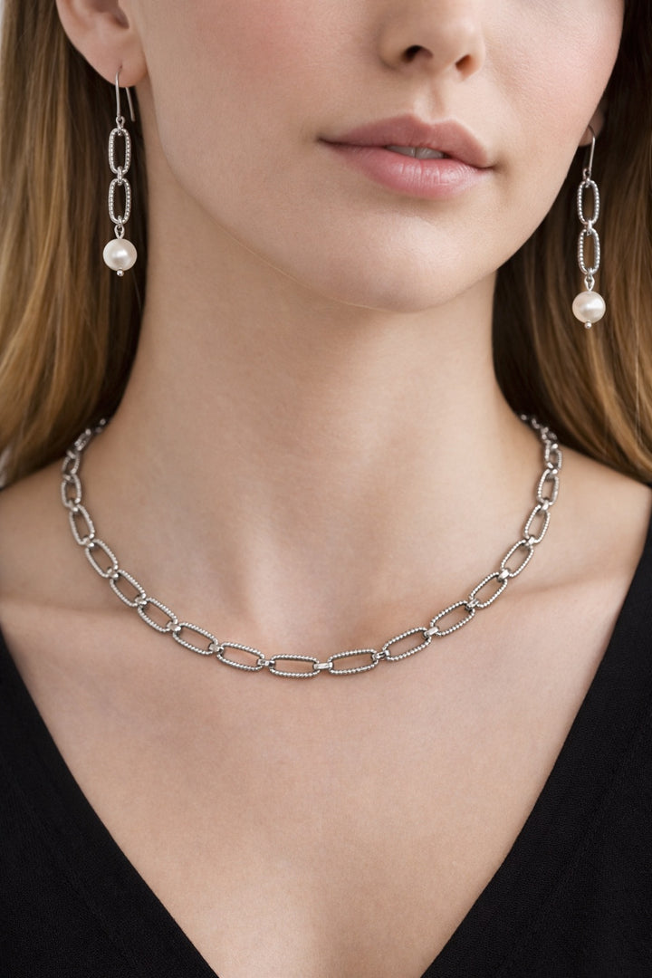 Christy Jean 3 pc Set Riley Chain Set with Pearls Silver