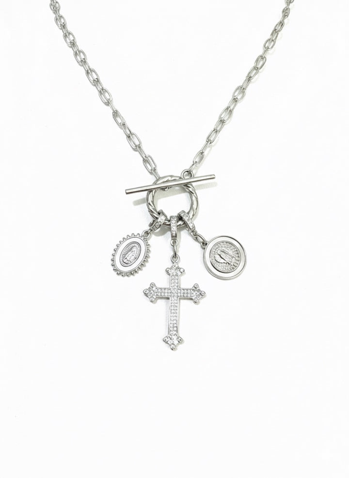 Cross Convertible Necklace 3 charms - Silver