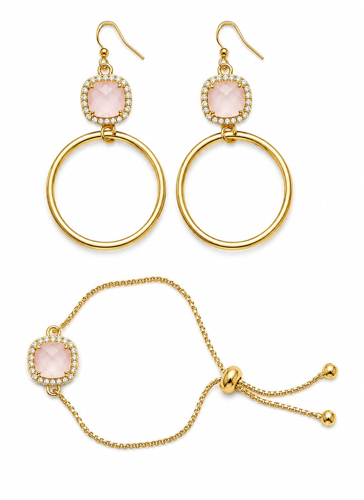 Stella Genuine Gemstone Bracelet & Earrings  2pc set