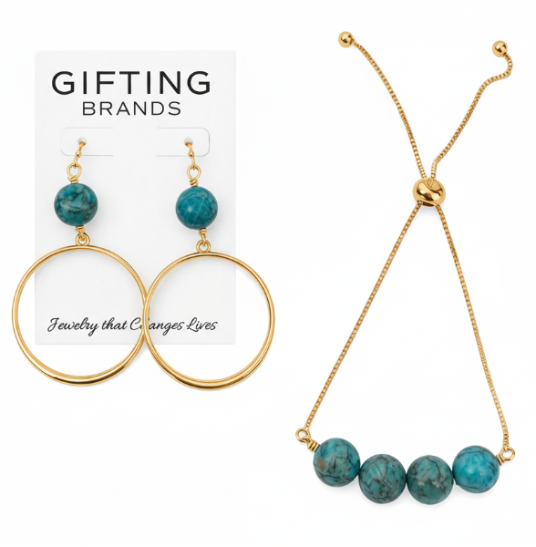 Turquoise Bracelet & Earrings 2pc set