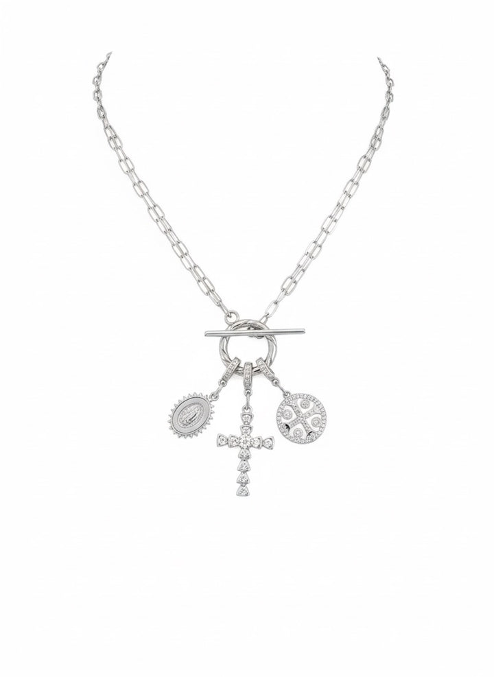 Cross Convertible Necklace 3 charms - Silver
