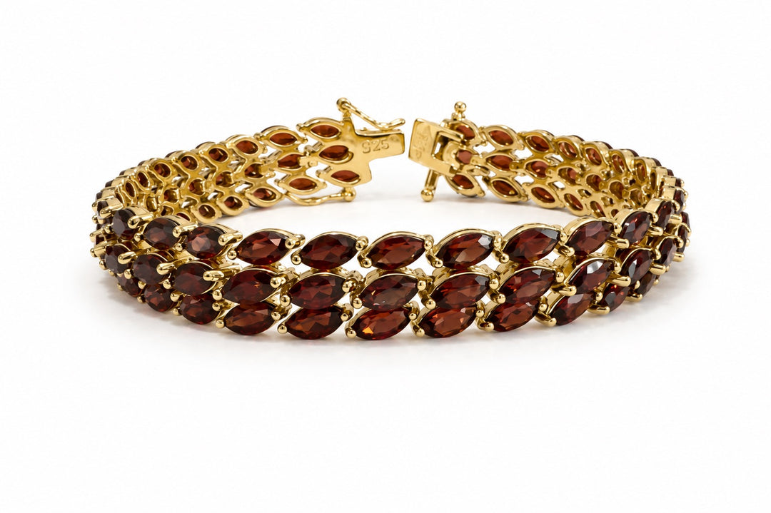 Morgan & Paige Garnet Gemstone Bracelet 18K Gold Plated over Sterling Silver
