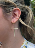 Large CZ Cross Earrings