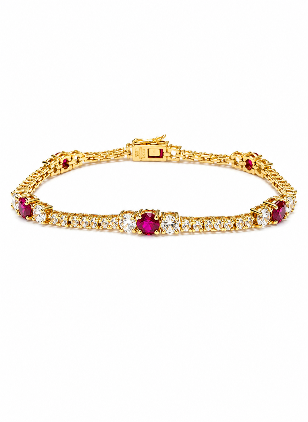 Morgan & Paige Lab Created Ruby & White Sapphire Tennis Bracelet 18K Gold over Sterling Silver