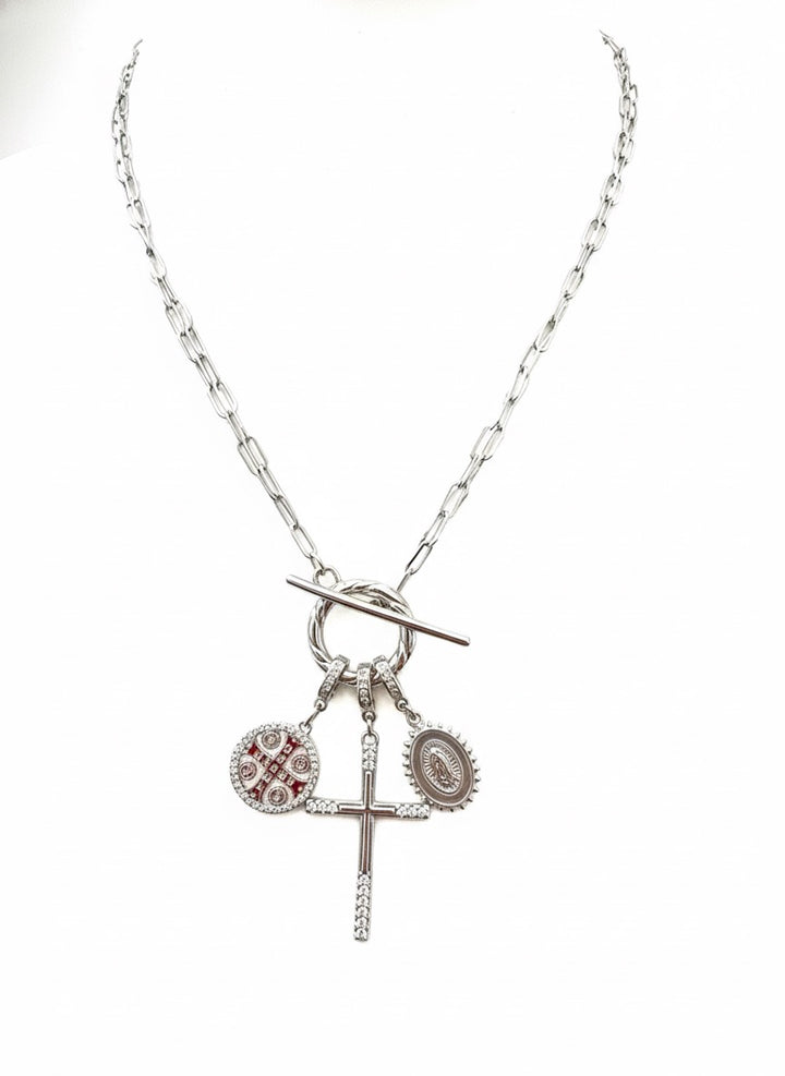 Cross Convertible Necklace 3 charms - Silver