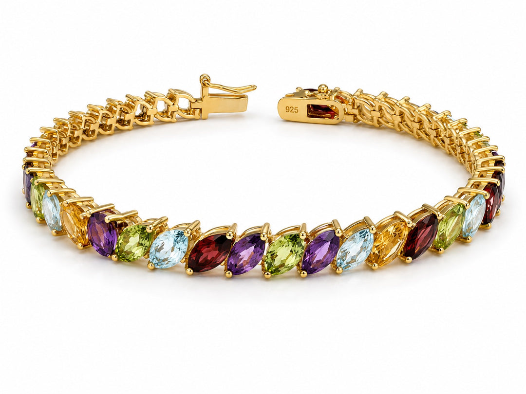 Morgan & Paige Gemstone Marquis Tennis Bracelet 18K Gold Plated over Sterling Silver