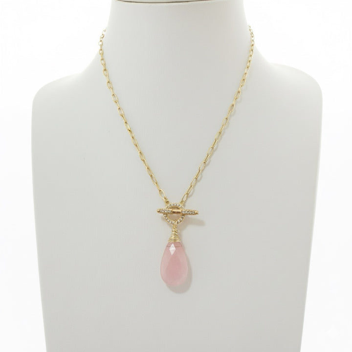 Annie Gemstone Paperclip CZ Necklace -Gold