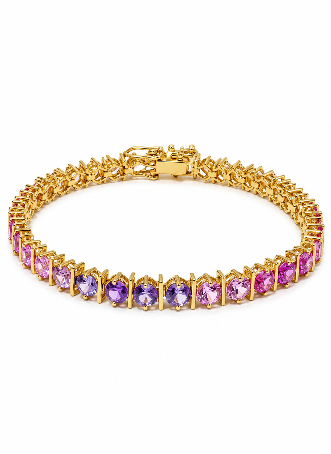 Morgan & Paige Lab Created Gemstone Tennis Bracelet 18K Gold Plated