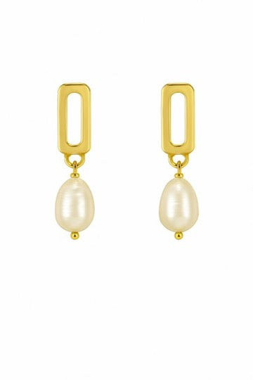 Teardrop Pearl Earrings Gold