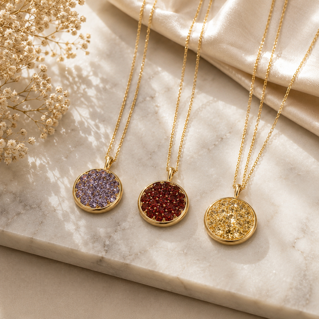Genuine Gemstone 18K Gold Over Sterling Silver Pendant Necklace