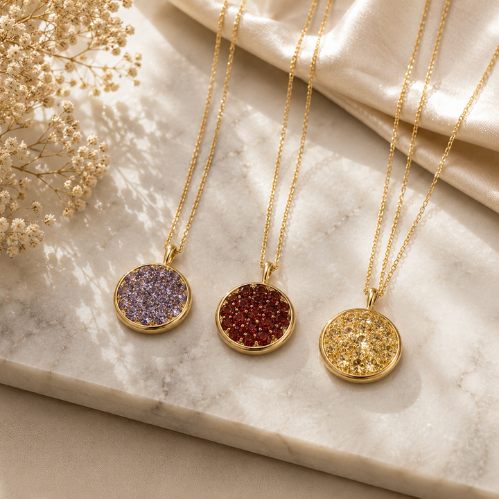 Genuine Gemstone 18K Gold Over Sterling Silver Pendant Necklace