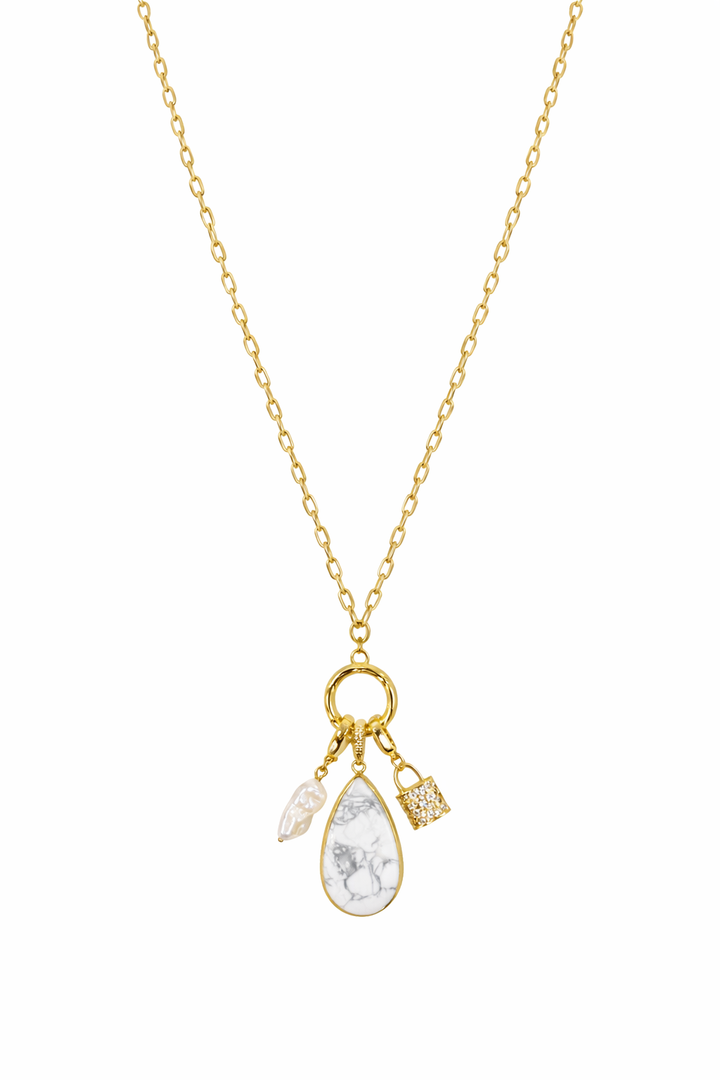 2 Way Harmony CJ Necklace Howlite Charm in Silver or Gold