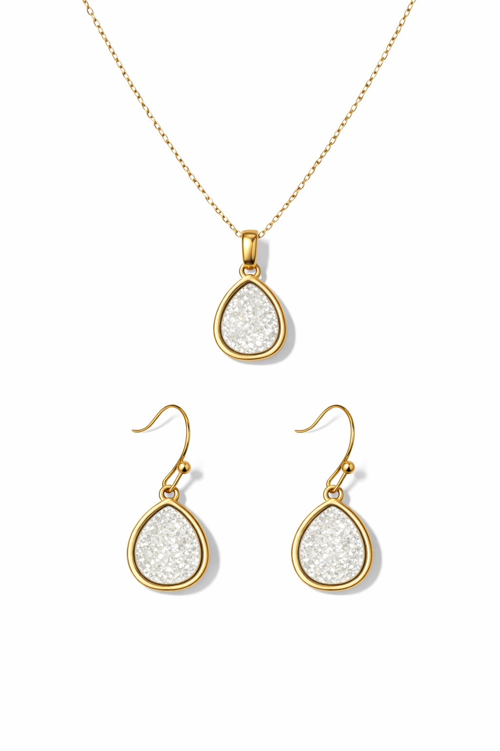 Emma Teardrop Pendant and Earrings Gold