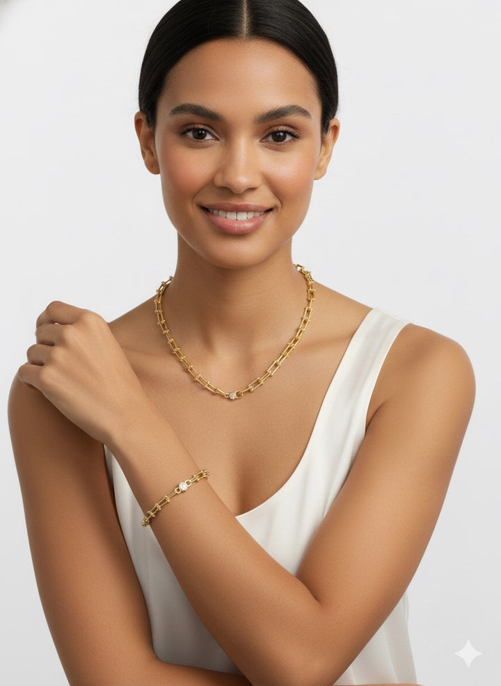 Charlotte U shape Necklace & Bracelet set