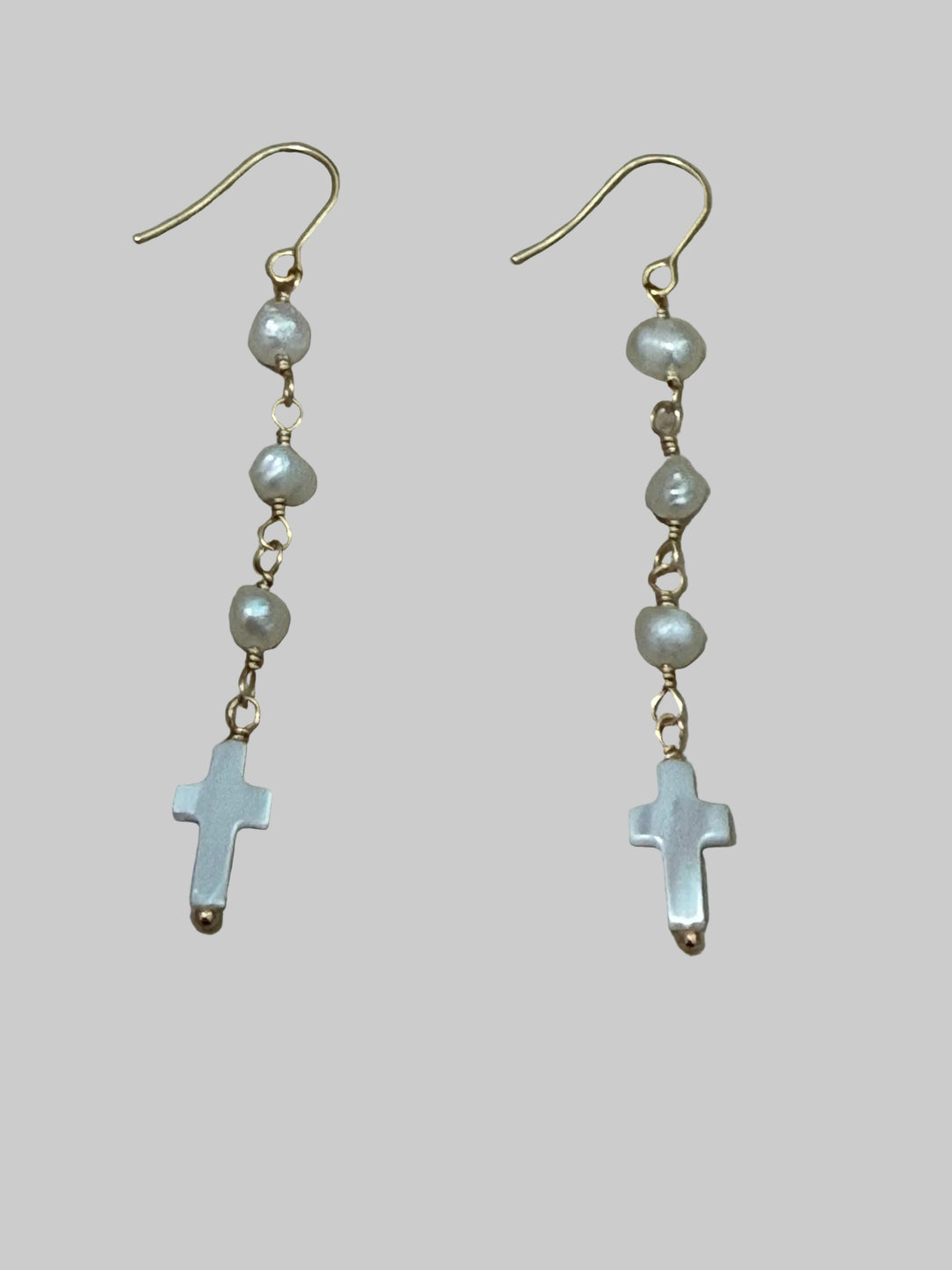 Gracie Pearl Cross Earrings