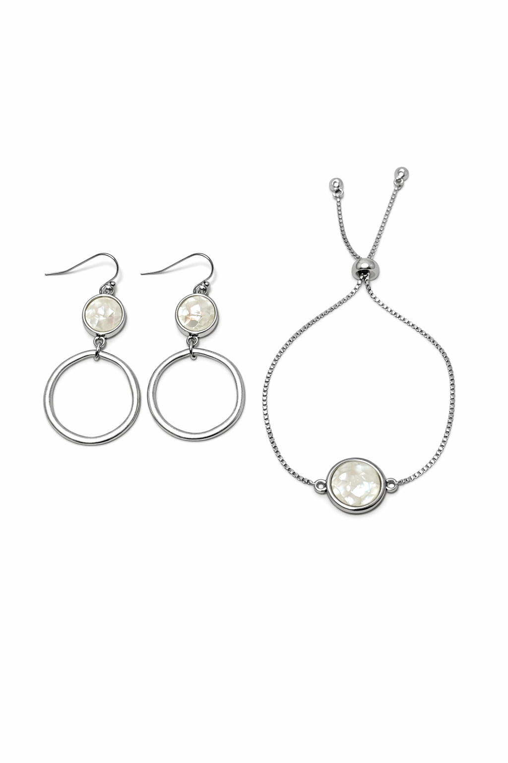 Stella Mother of Pearl Bracelet & Earrings in Silver 2pc set (Copy)