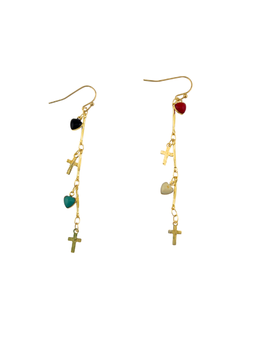 Our faith and hearts cross Earrings are both stylish and easy to wear - perfect for everyday! Pair with the matching bracelet or necklace.