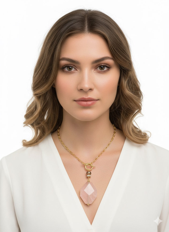 Renee Rose Quartz Necklace