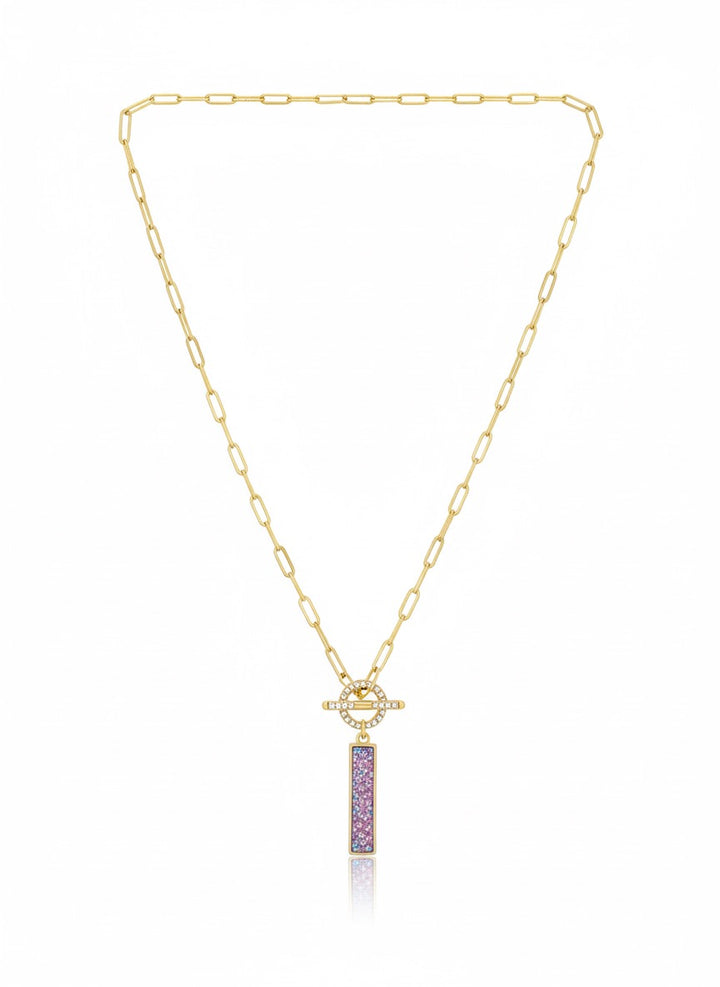 Marlo Druzy Bar with CZ Toggle Necklace