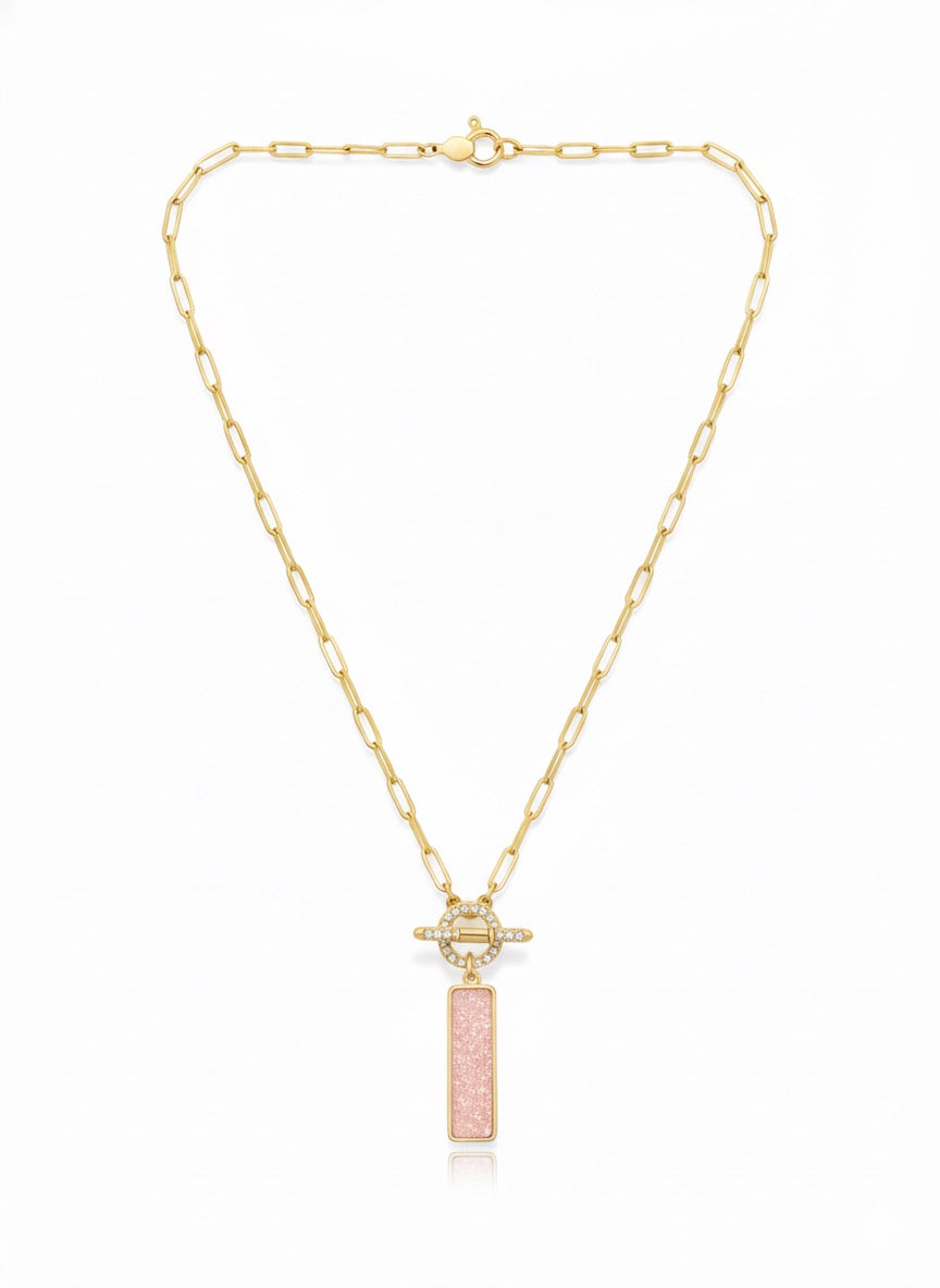 Marlo Druzy Bar with CZ Toggle Necklace