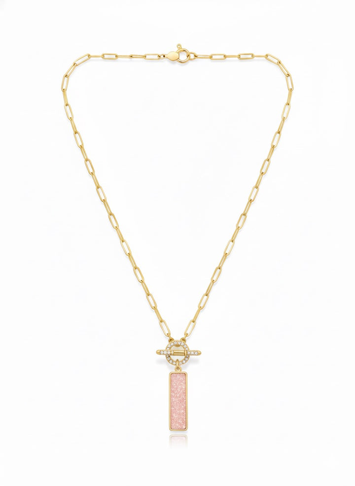 Marlo Druzy Bar with CZ Toggle Necklace