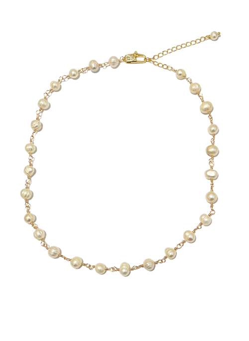 Pearl necklace on a white background