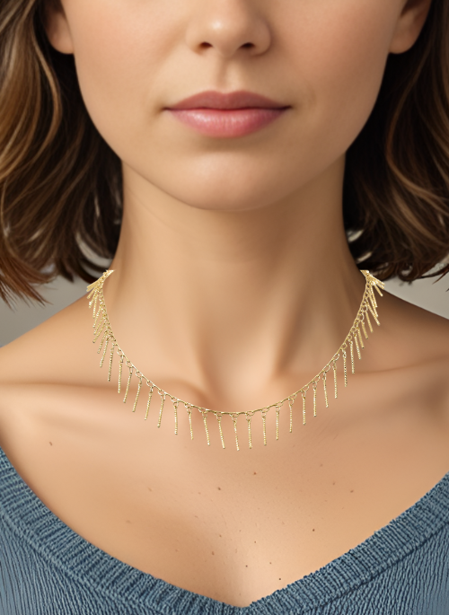 Shea Fringe Necklace Gold