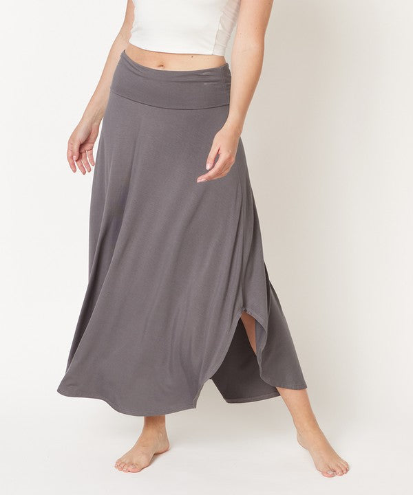 BAMBOO BAND WAIST MAXI SKIRT