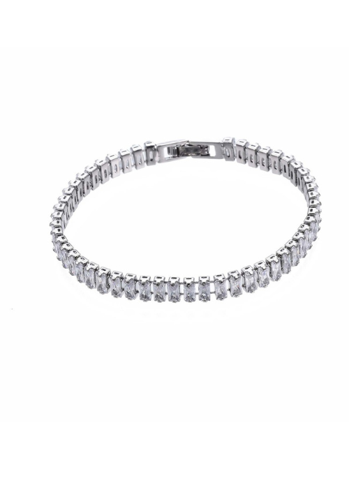 Rectangle CZ Tennis Bracelet Silver 6mm - Gifting Brands
