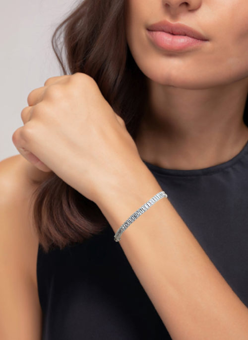 Rectangle CZ Tennis Bracelet Silver 6mm - Gifting Brands