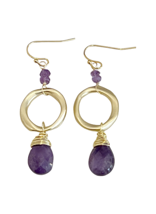 Emmi Amethyst & Gold Teardrop Earrings - Gifting Brands