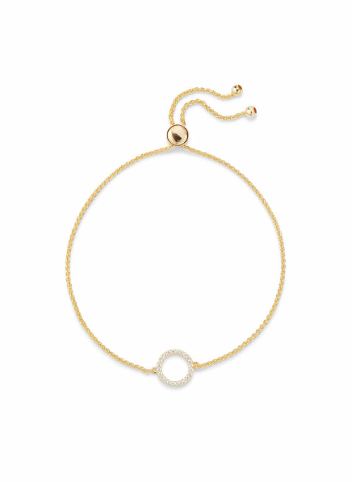 18k Gold Plated Pave Circle Adjustable Bracelet - Gifting Brands