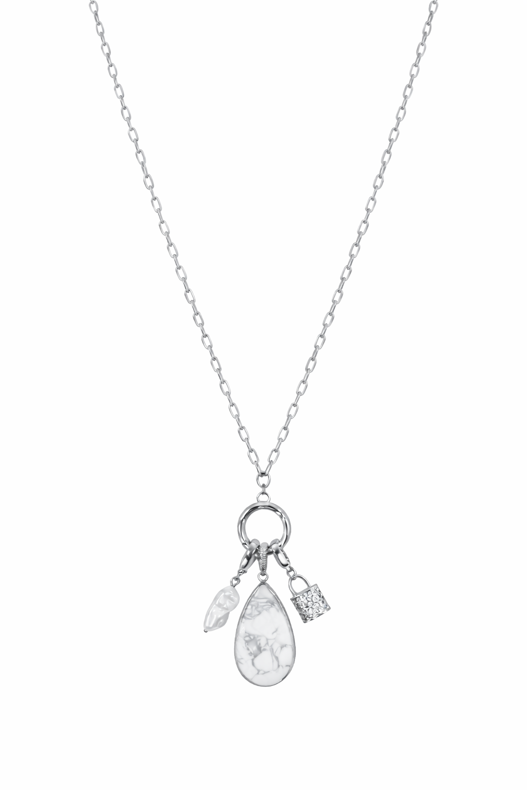 2 Way Harmony CJ Necklace Howlite Charm in Silver or Gold