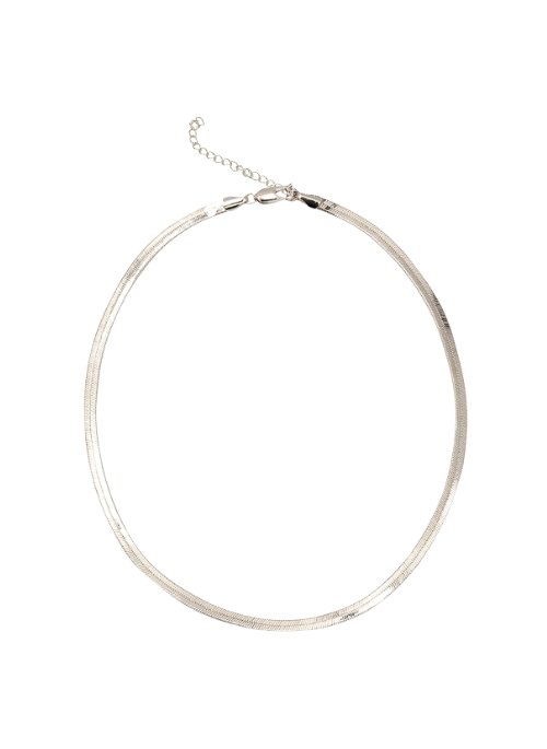 Hailey Silver Herringbone Necklace 18"