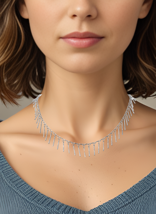 Shea Fringe Necklace Silver