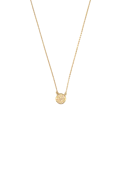 Dainty CZ Disc Necklace Gold - Gifting Brands