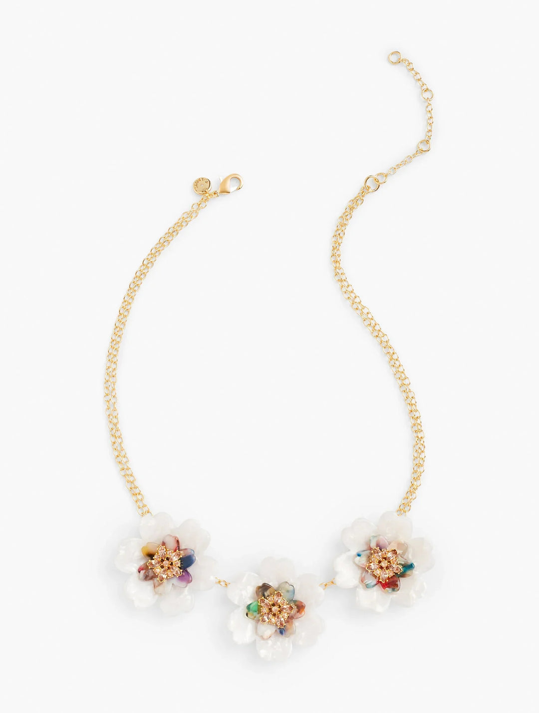 Marbled Floral and Rhinestone Necklace - Gifting Brands