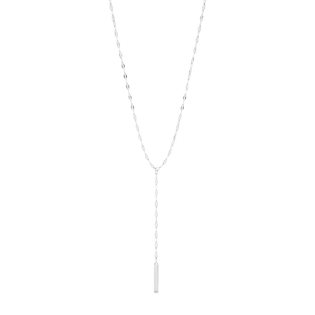 Dainty Bar Y Necklace -Silver